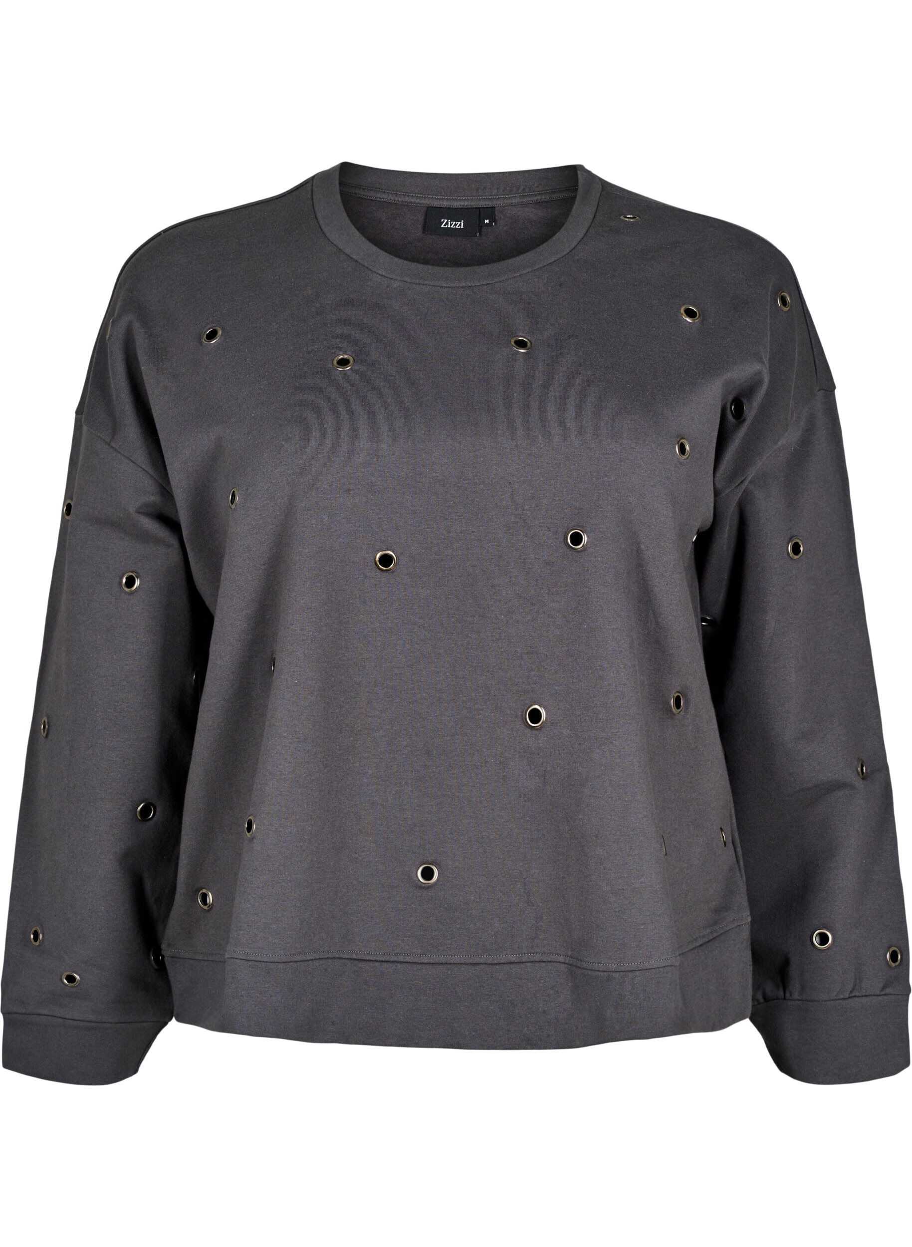 Zizzi Sweat-shirt avec &oelig;illets, Gris anthracite, Packshot image number 0