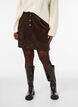 Korte corduroy rok met drukknopen, Bruin, Model image number 0