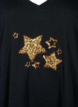 Katoenen T-shirt met pailletten, Black W. Star, Packshot image number 2