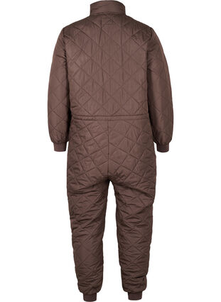 Gewatteerd thermo jumpsuit met verstelbare taille, Black Coffee, Packshot image number 1