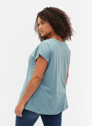 T-shirt à manches courtes en coton mélangé, Smoke Blue, Model image number 1