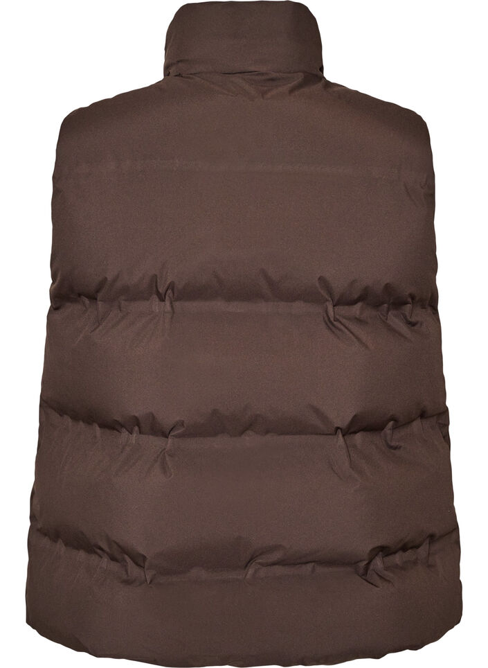 Doudoune sans manches courte avec col montant, Marron, Packshot image number 1