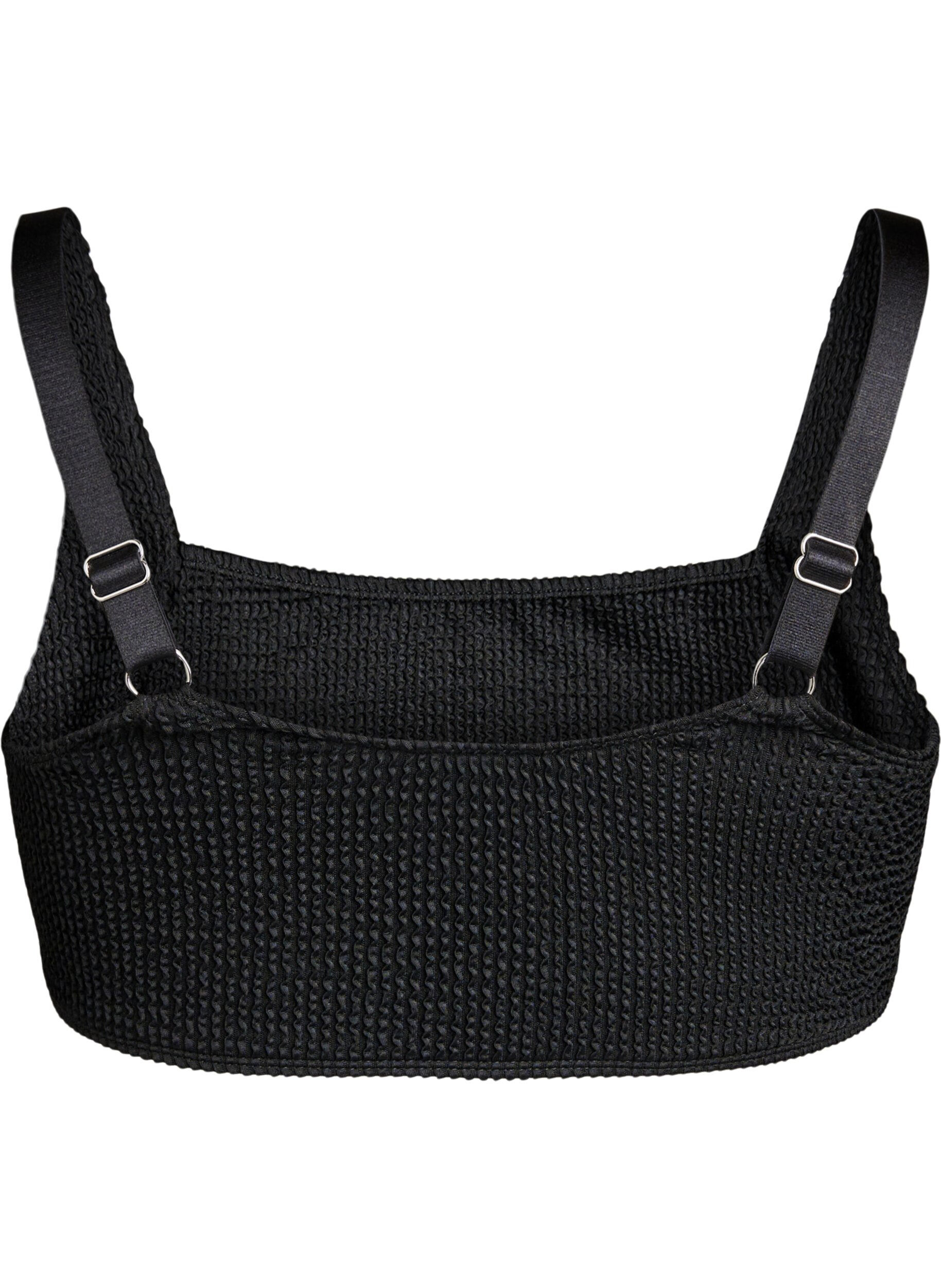 ZizziCrepe bikini top met verstelbare bandjes, Zwart, Packshot image number 1