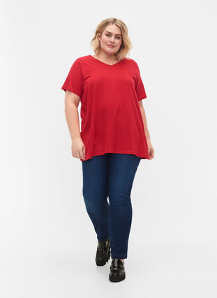 T-shirt met korte mouwen en a-vorm, Lipstick Red, Model image number 2