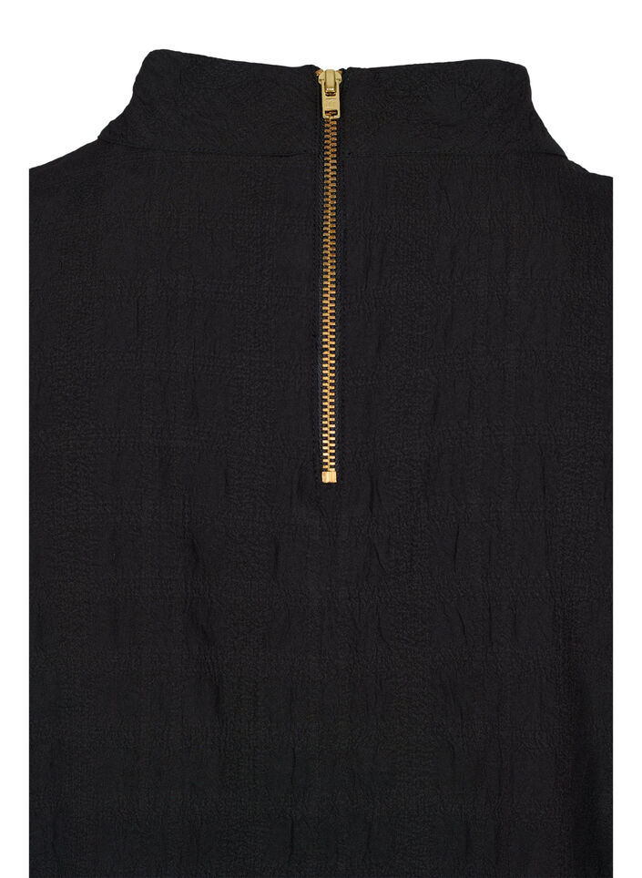 Blouse met hoge hals en 3/4 mouwen, Black, Packshot image number 3