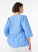 Katoenen blouse met geborduurde bloemen en knoopsluiting, Blauw, Model image number 2
