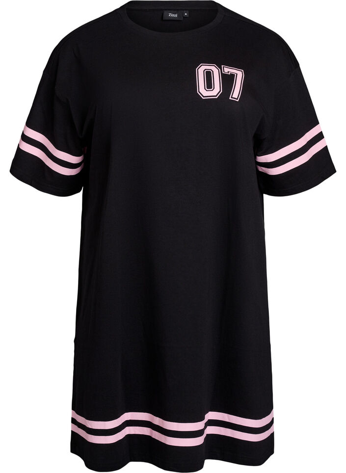Robe T-shirt courte avec d&eacute;tails sport, Noir, Packshot image number 0