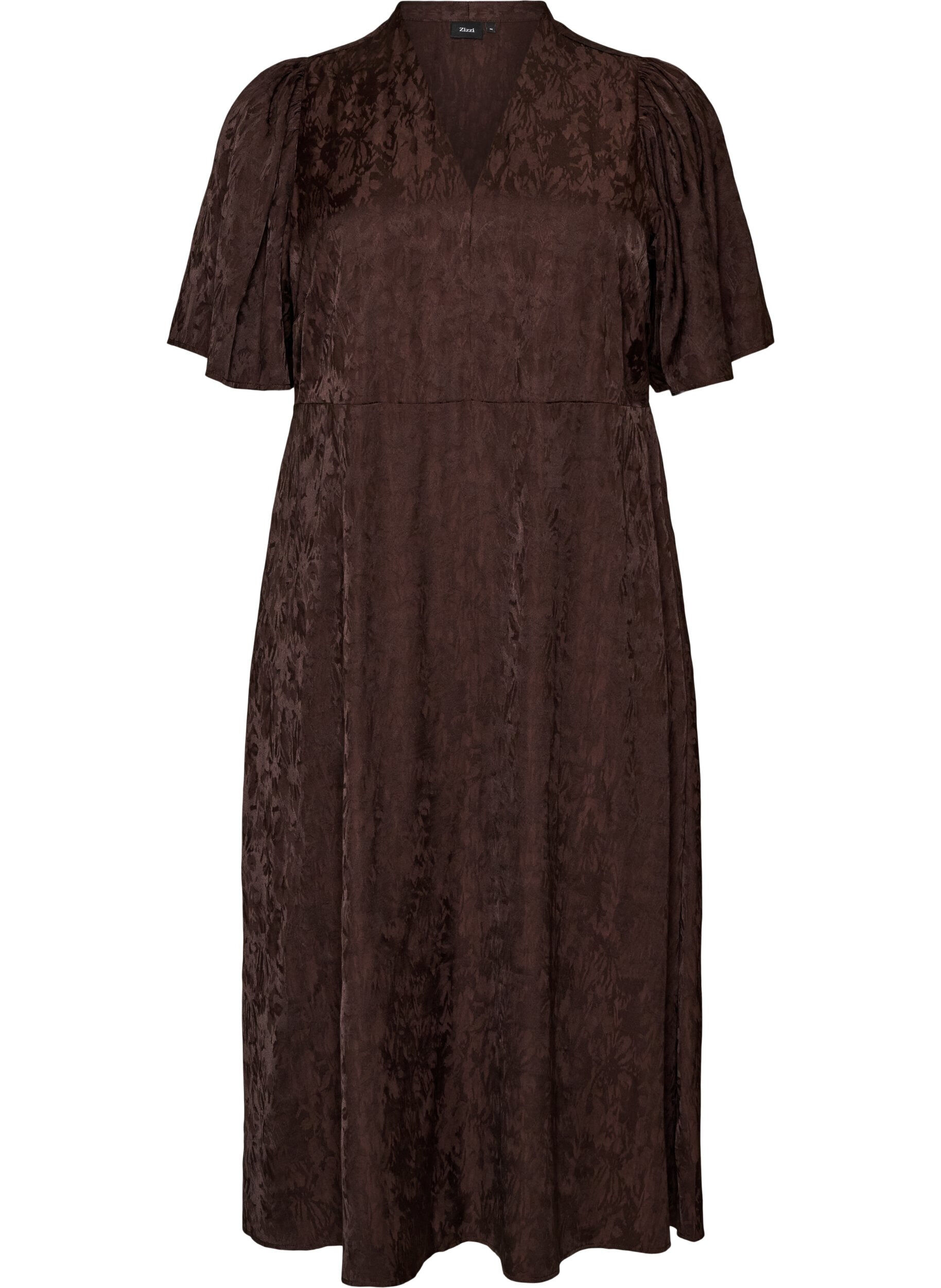 Robe midi en jacquard &agrave; motif cachemire et manches papillon