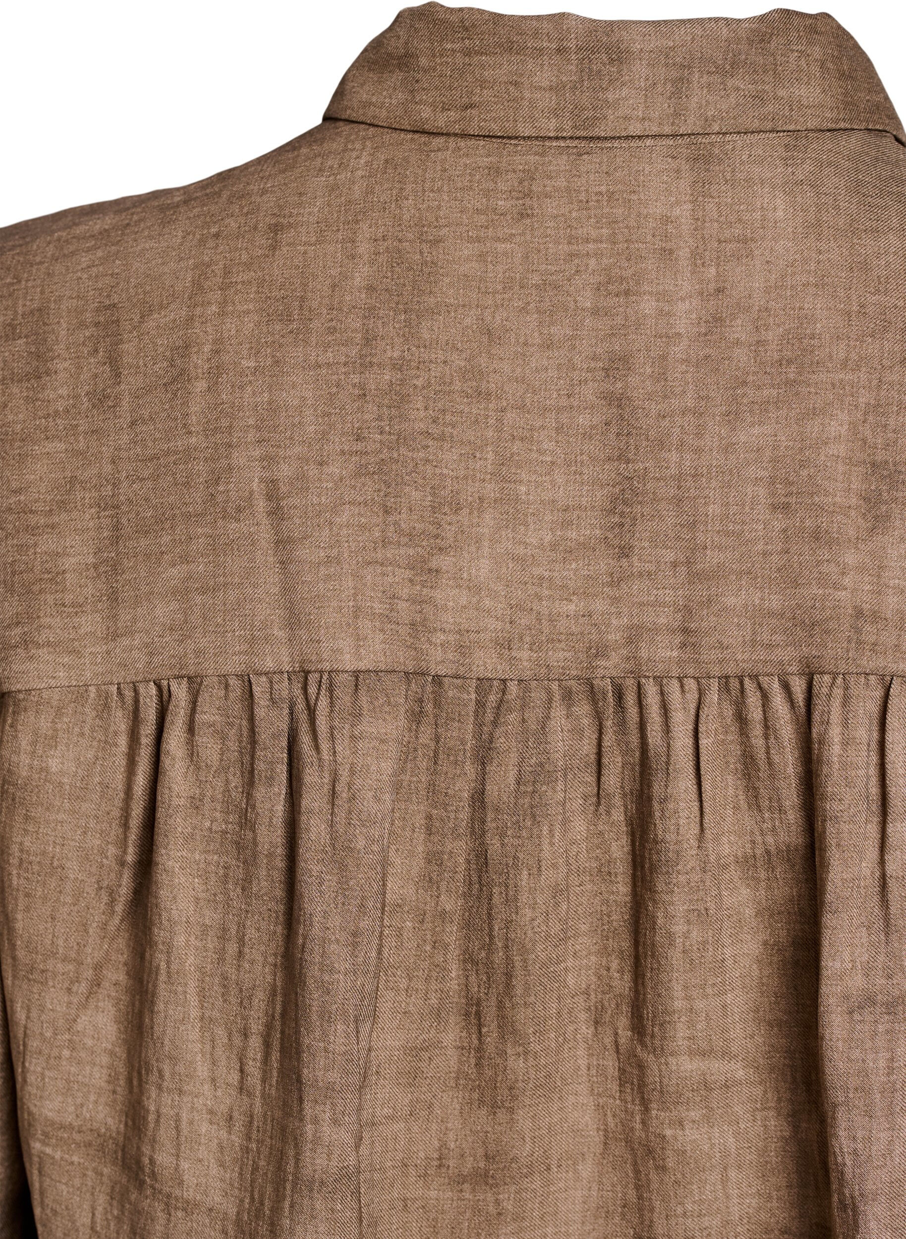 ZizziLosse blouse met kraag en knopen, Bruin, Packshot image number 3