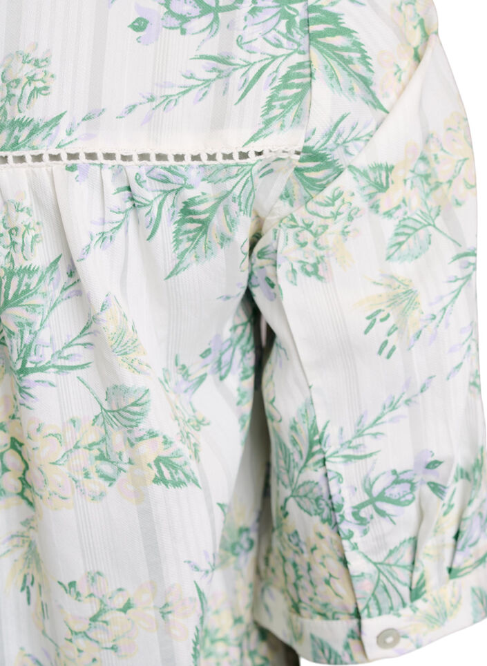 Blouse imprim&eacute;e &agrave; manches 1/2, Blanc, Packshot image number 3