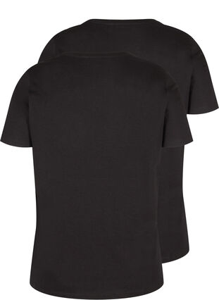 Set van 2 katoenen t-shirts met korte mouwen, Black/Black, Packshot image number 1