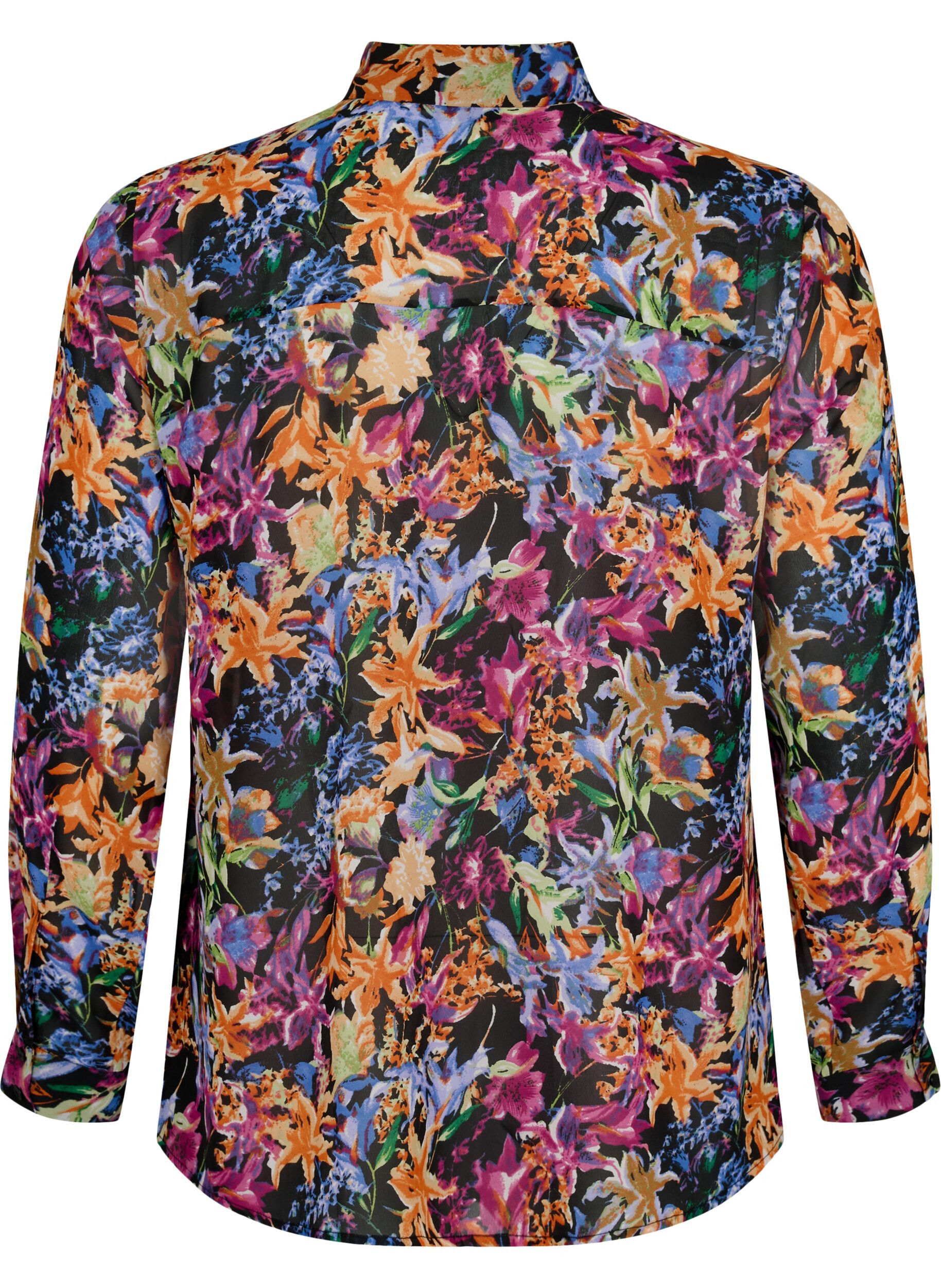ZizziFLASH - Shirt met lange mouwen en bloemenprint, Orange Pink Flower , Packshot image number 1