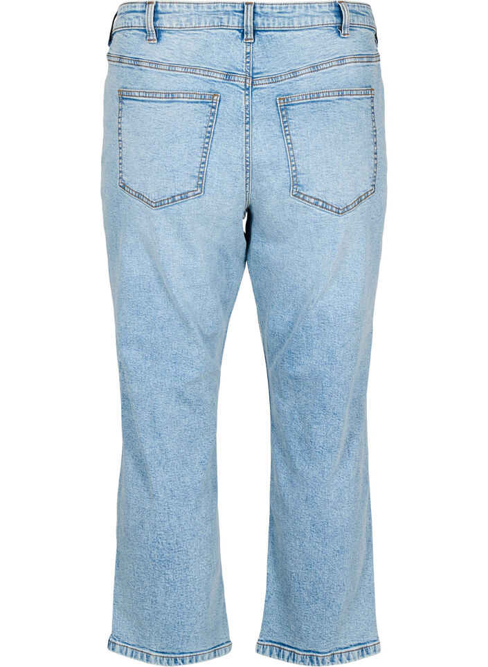 Gecropte Vera jeans met distressed details, Blauw, Packshot image number 1