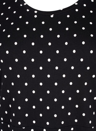 Effen katoenen jurk met korte mouwen, Black w. White Dot, Packshot image number 2