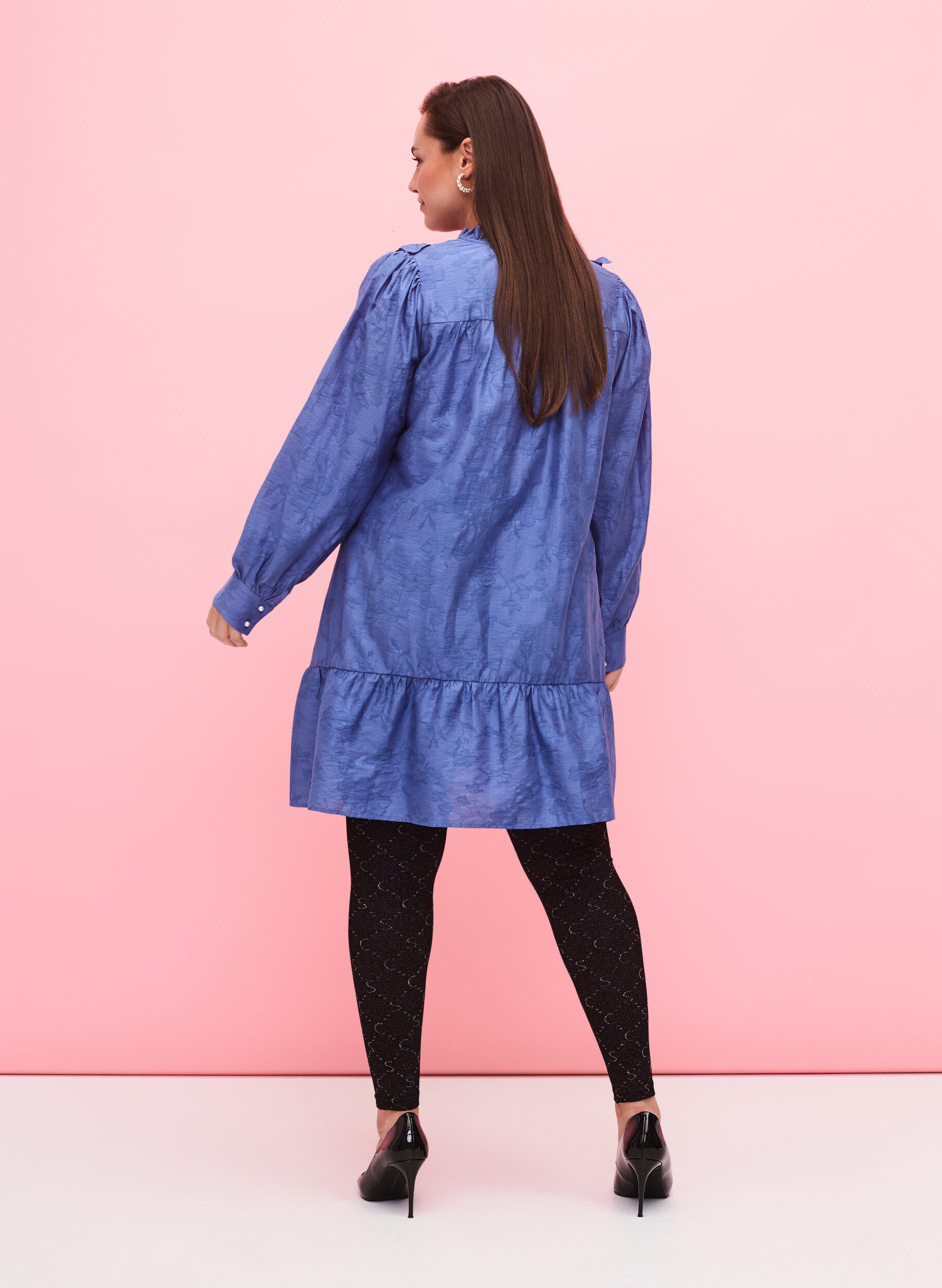 ZizziNaadloze legging met zilverkleurig patroon, Black, Model image number 1