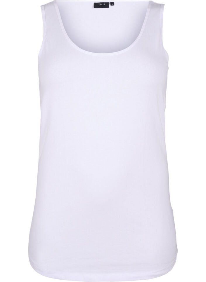Effen gekleurd basic top in katoen, Wit, Packshot image number 0