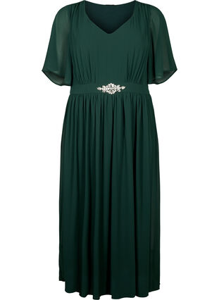 Maxi jurk met drapering en korte mouwen, Scarab, Packshot image number 0
