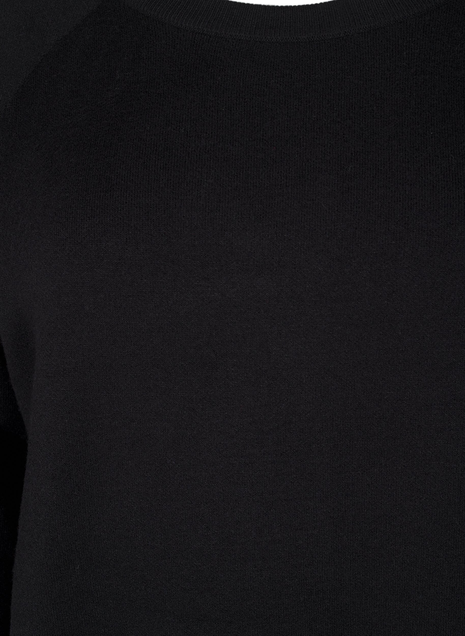 ZizziGebreide jurk met ronde hals en split, Zwart, Packshot image number 2