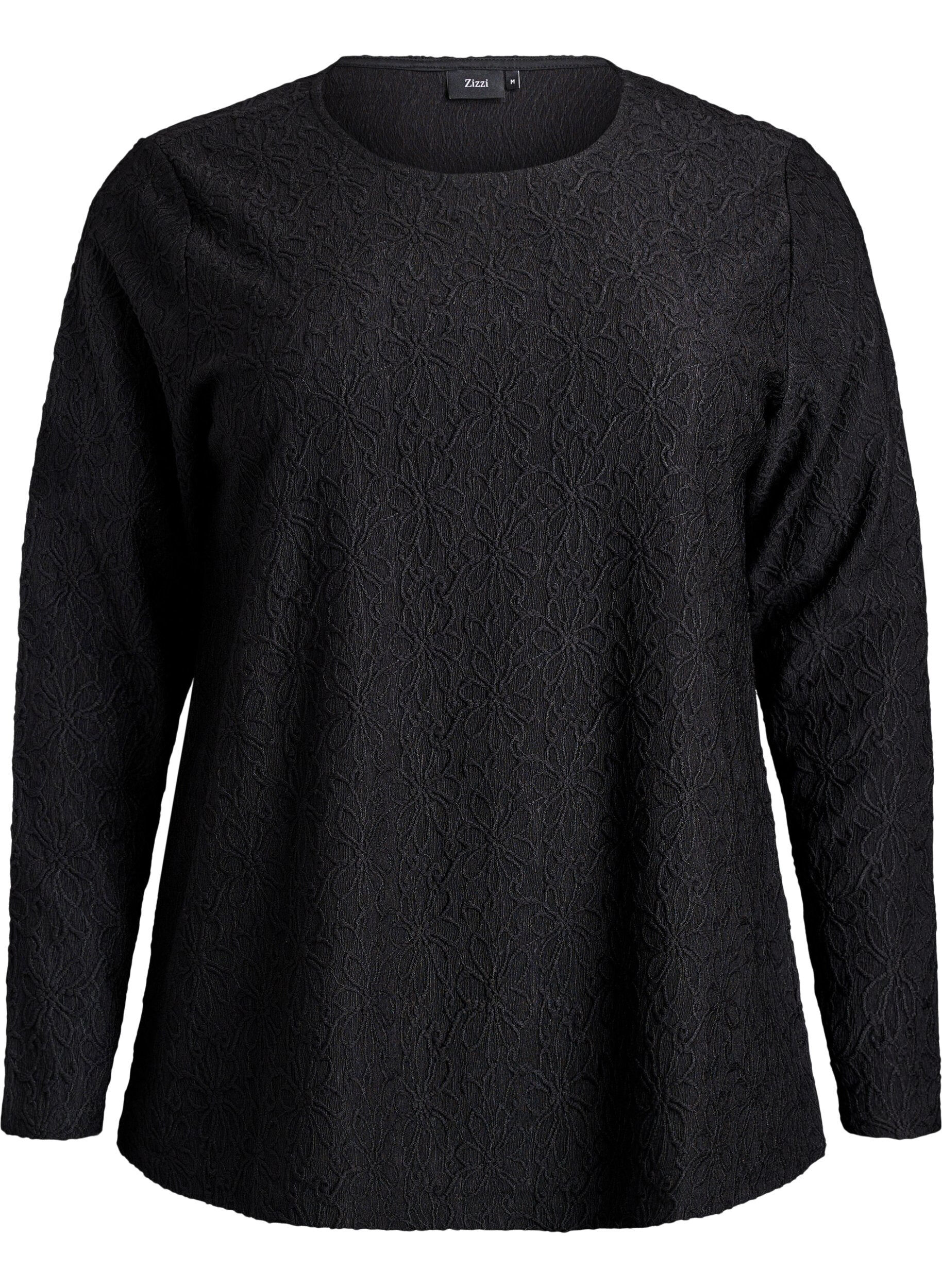 Blouse met lange mouwen en bloemenstructuur