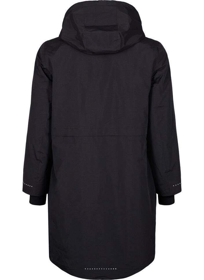 Functionele parka met reflecterende details, Black, Packshot image number 1