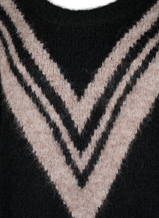 Pull en tricot avec des détails rayés, Black Comb, Packshot image number 2