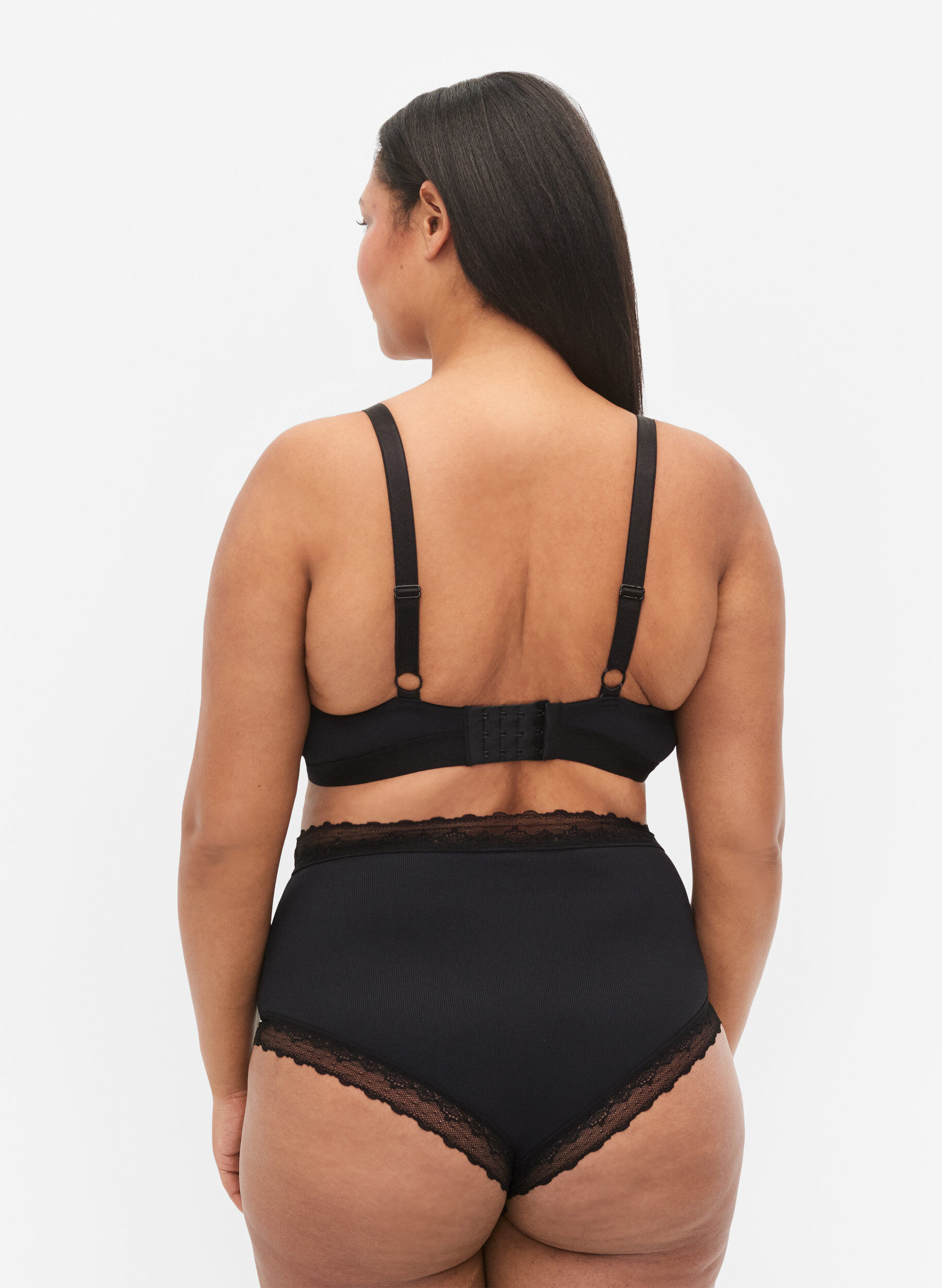 Zizzi Culotte taille haute avec dentelle, Black, Model image number 1