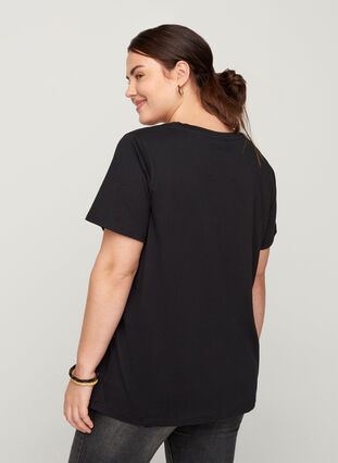 T-shirt en coton à imprimé, Black, Model image number 1