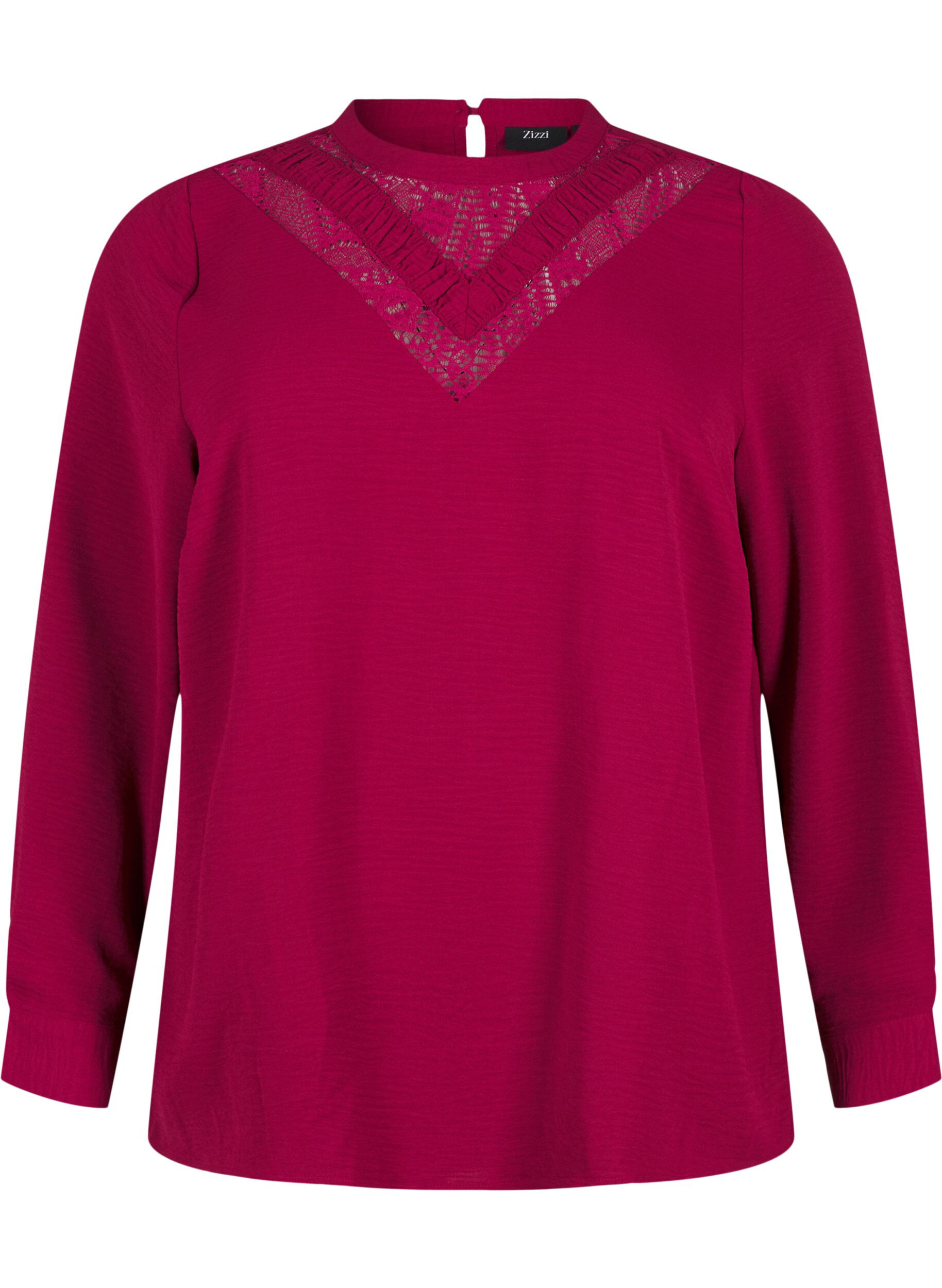 ZizziBlouse met kanten detail, Red Plum, Packshot image number 0