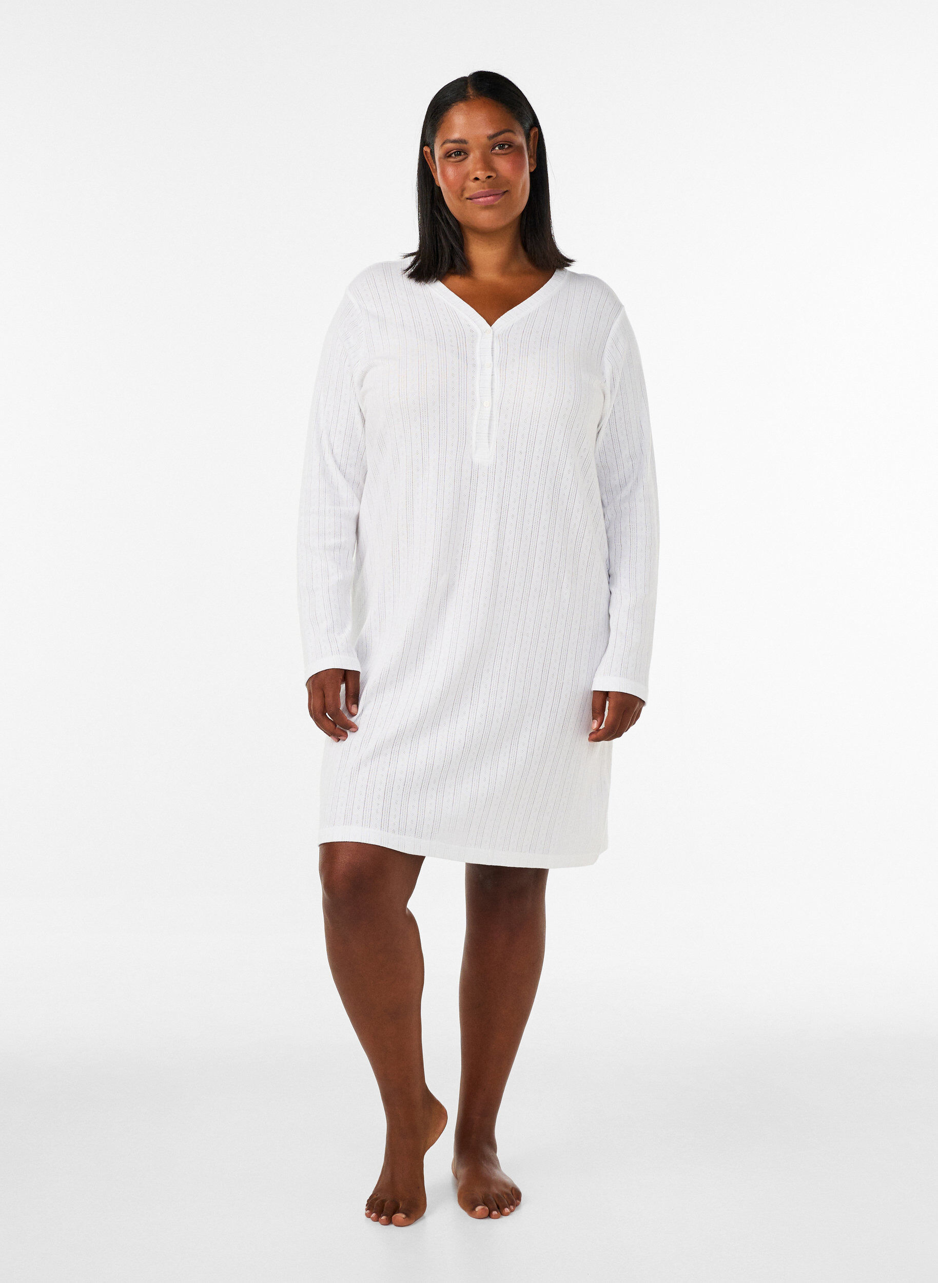 ZizziNuisette en coton biologique avec broderie ajour&eacute;e, Blanc, Model image number 1