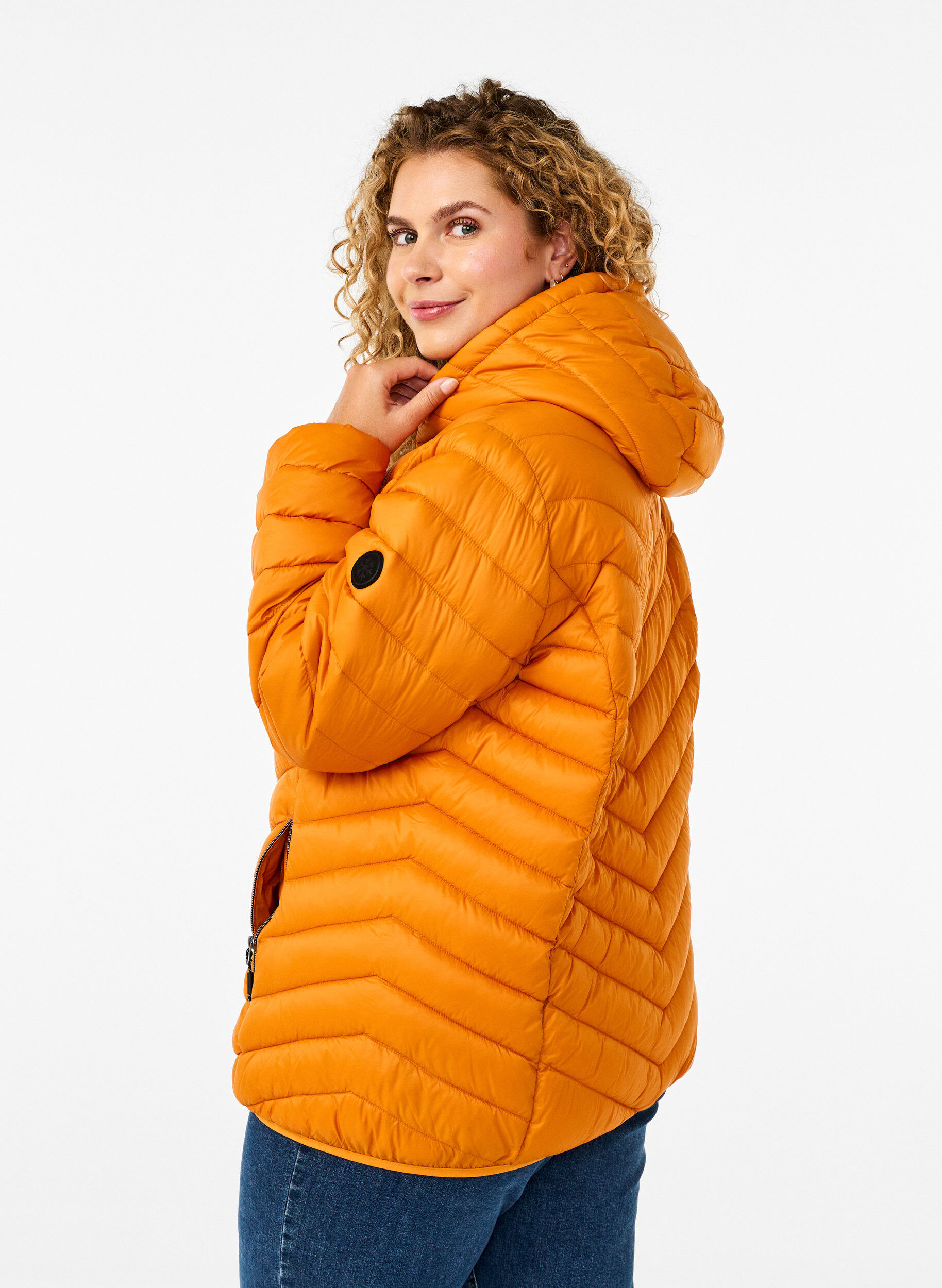 Zizzi Veste l&eacute;g&egrave;re &agrave; capuche, Orange fonc&eacute;, Model image number 2