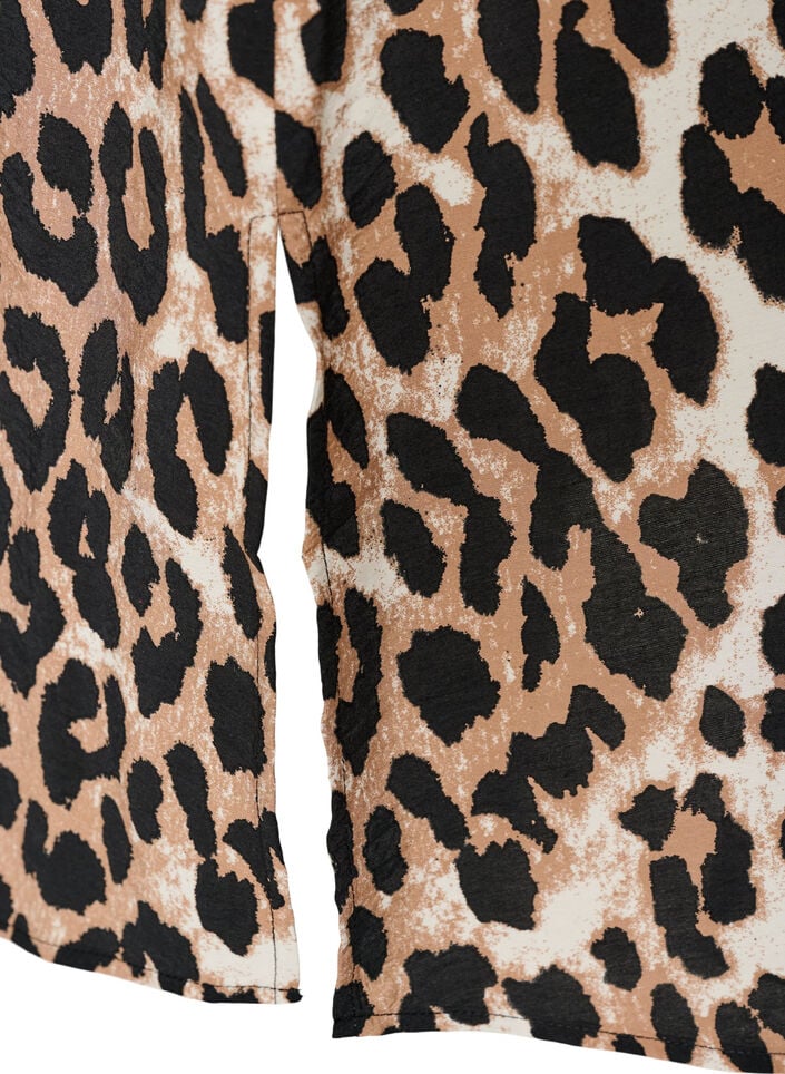 Robe &agrave; col en V en viscose, Marron, Packshot image number 3