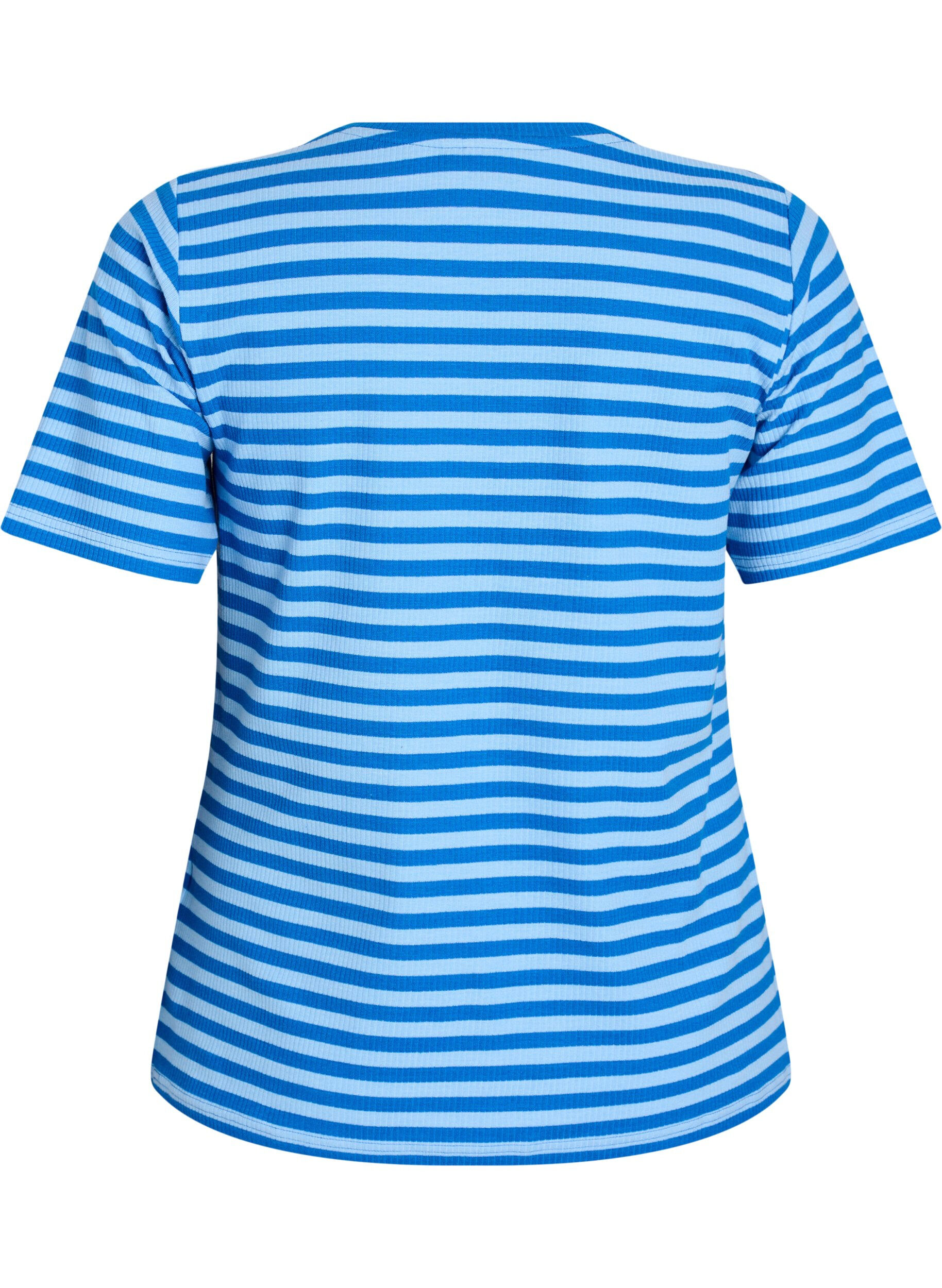 ZizziGestreept T-shirt met geribbelde textuur, Blauw, Packshot image number 1