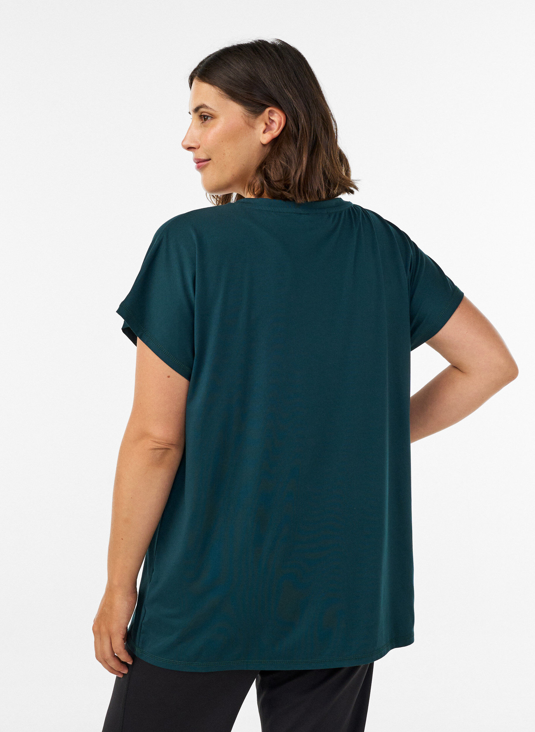 ZizziLosvallend trainings-T-shirt met V-hals, Groen, Model image number 2