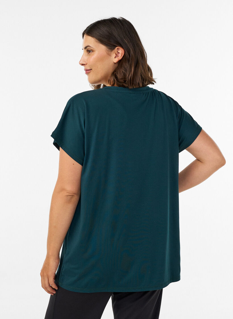 Losvallend trainings-T-shirt met V-hals, Groen, Model image number 2
