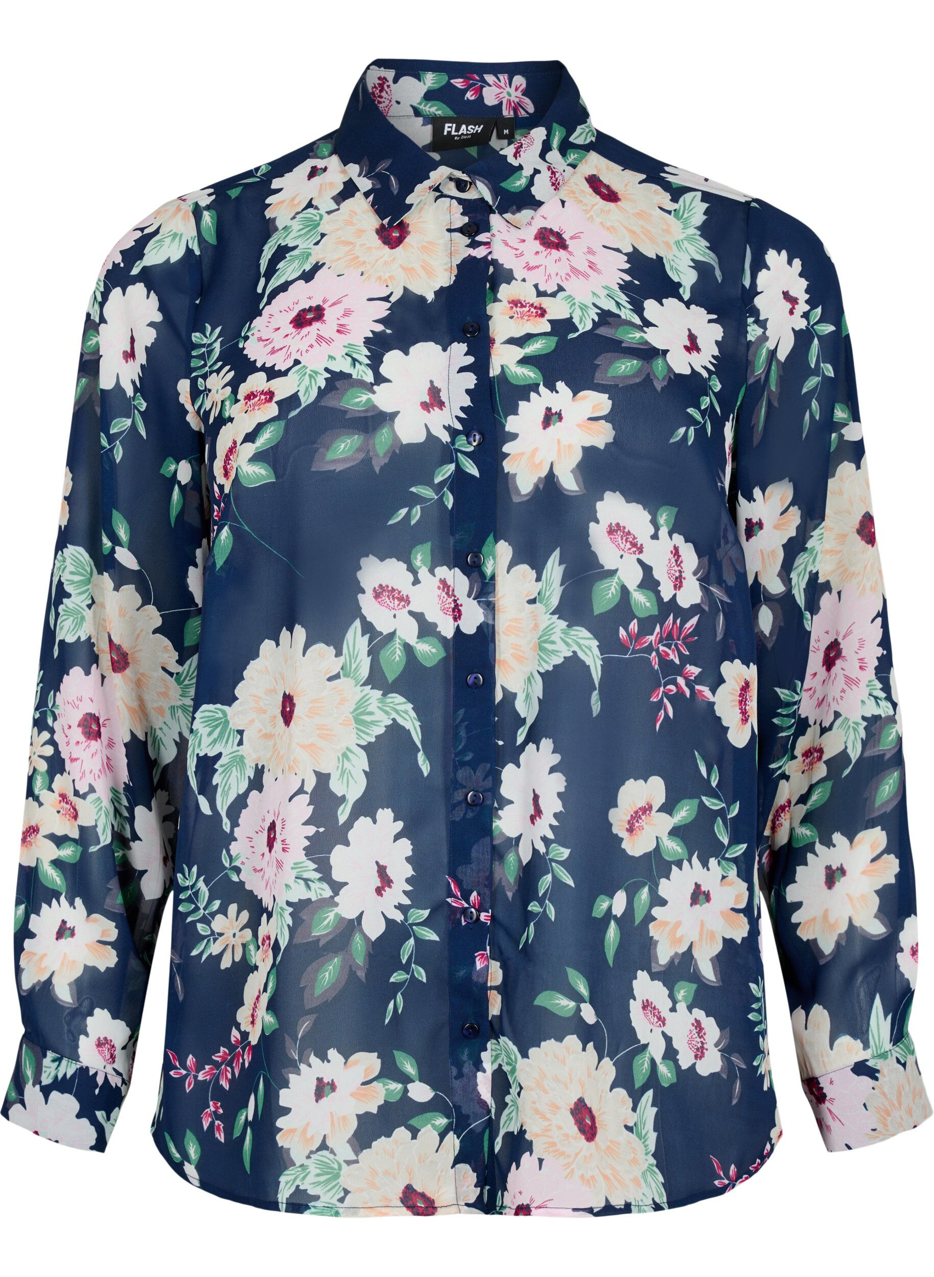 ZizziFLASH - Shirt met lange mouwen en bloemenprint, Navy Flower, Packshot image number 0
