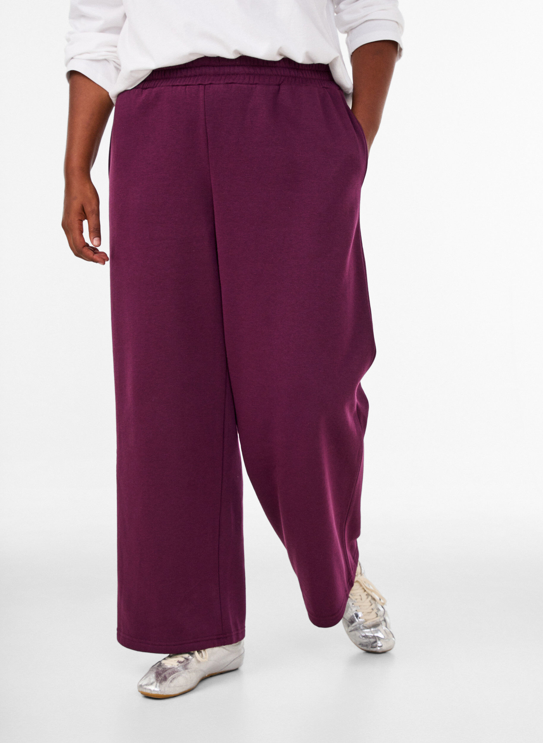 ZizziSweatpants met hoge taille en wijde pijpen, Paars, Model image number 2
