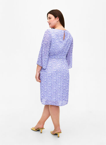 Bedrukte geplooide jurk met bindband, Small Flower AOP, Model image number 1
