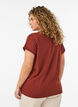 T-shirt &agrave; manches courtes en coton m&eacute;lang&eacute;, Bordeaux, Model image number 2