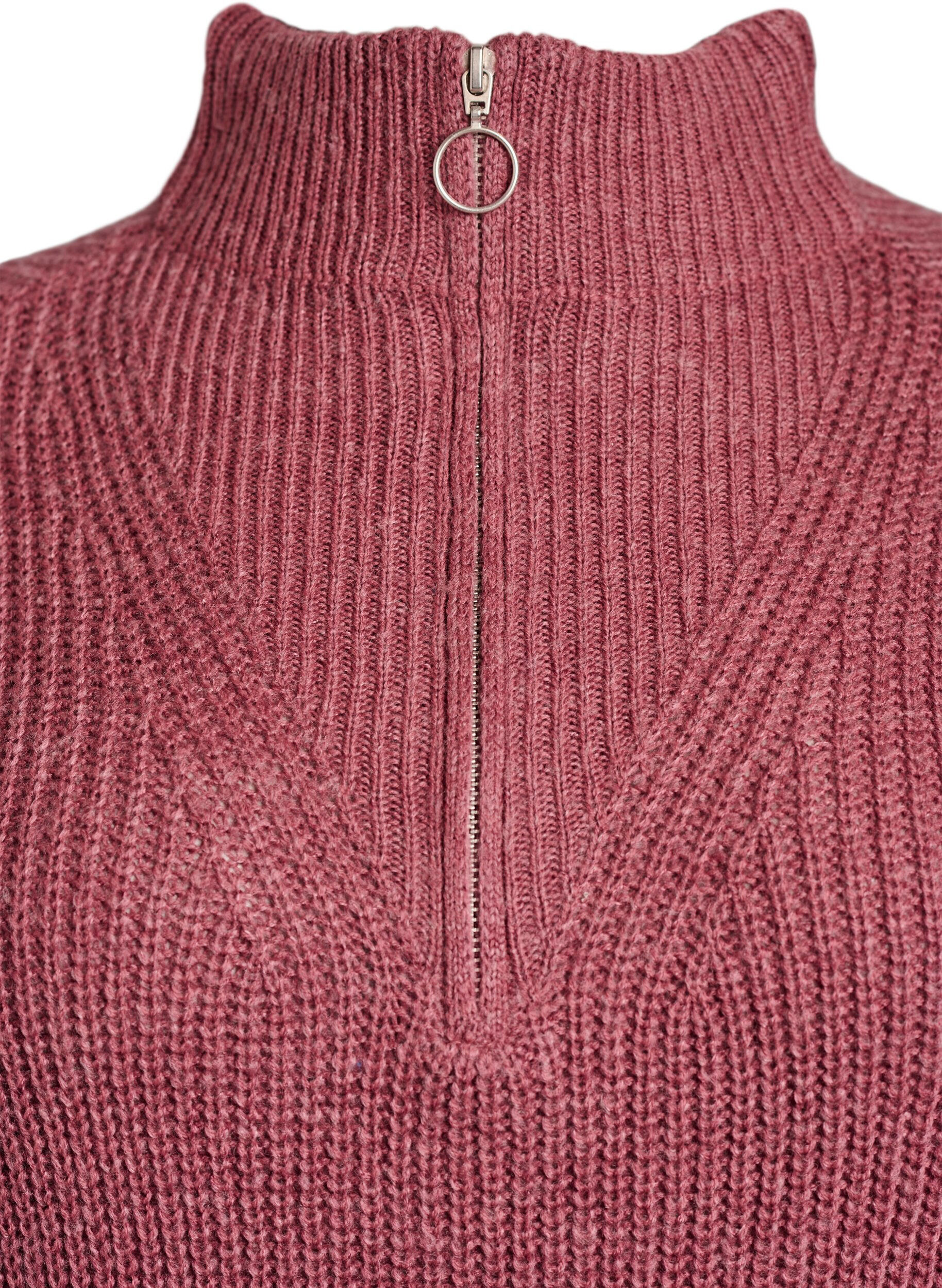 ZizziFLASH - Korte gebreide jurk met hoge hals, Roze, Packshot image number 2