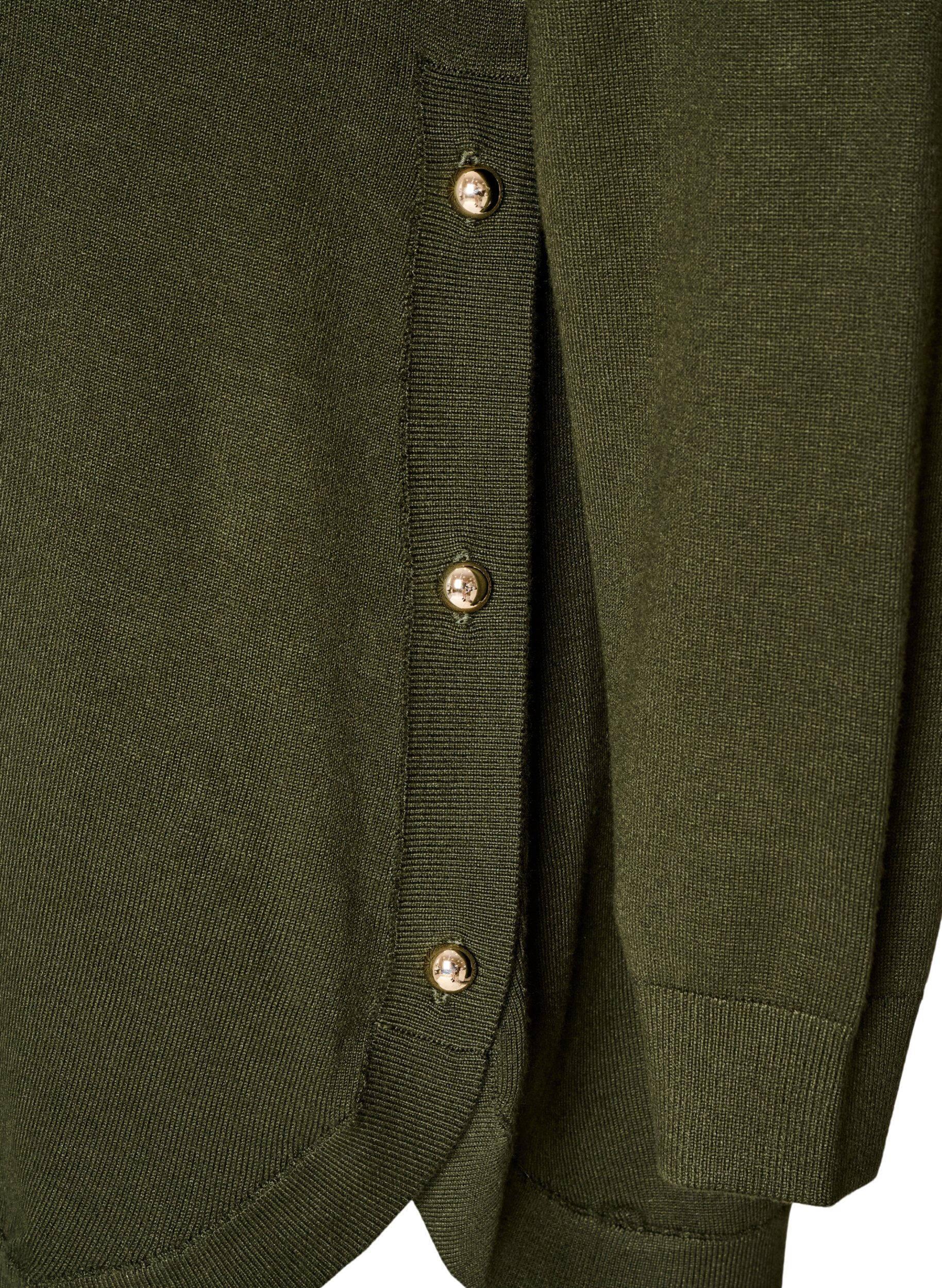 ZizziGebreide blouse met knopen aan de zijkant, Groen, Packshot image number 3