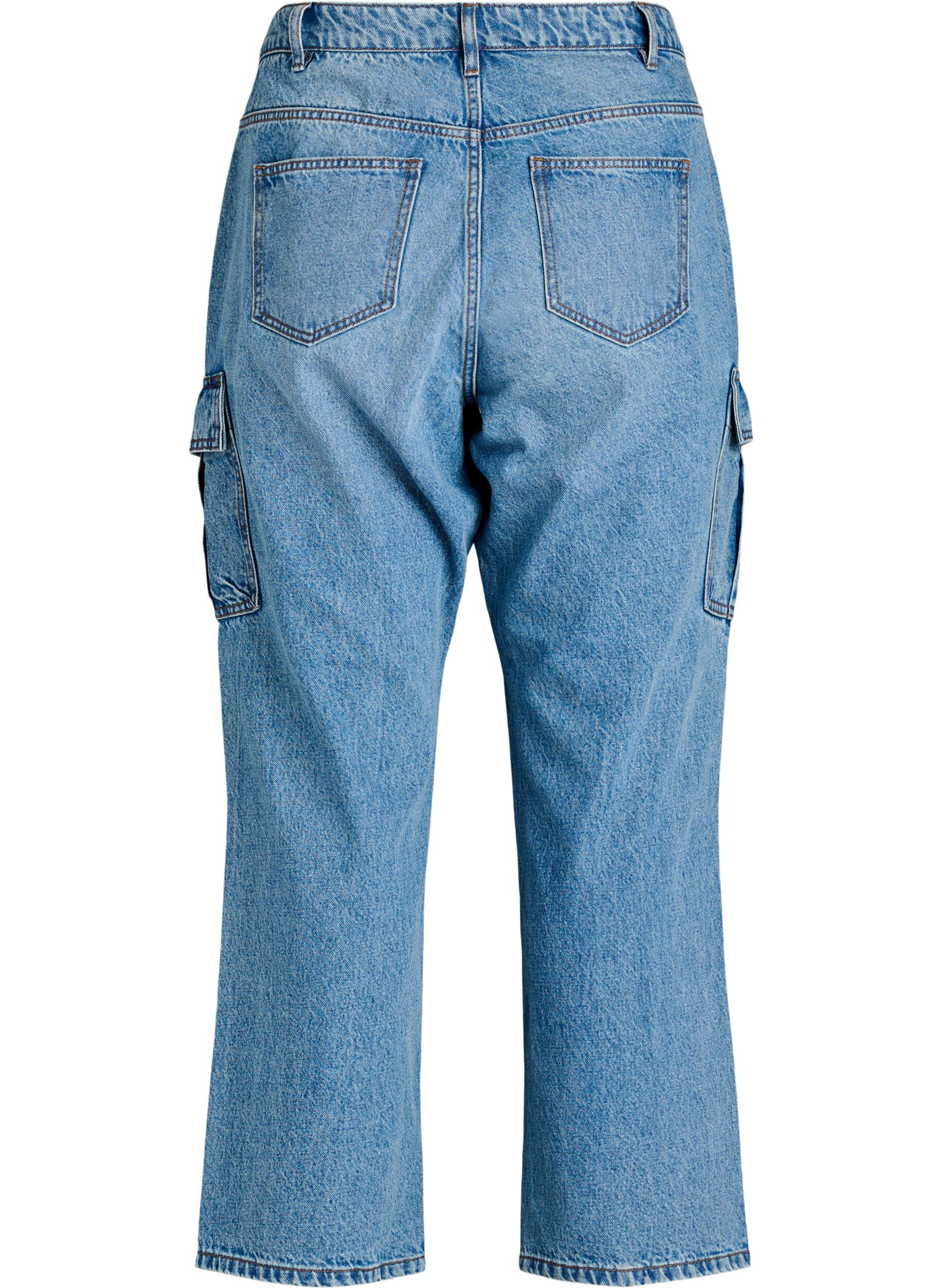 ZizziLosse pasvorm cargo jeans met hoge taille, Light Blue, Packshot image number 1