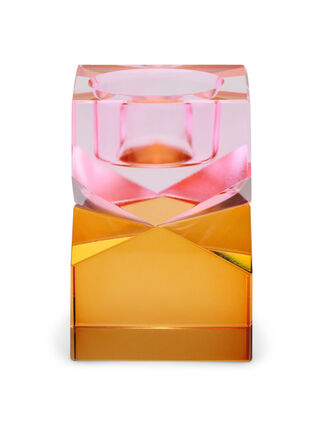 Bougeoir en verre de cristal, Pink/Amber, Packshot image number 0