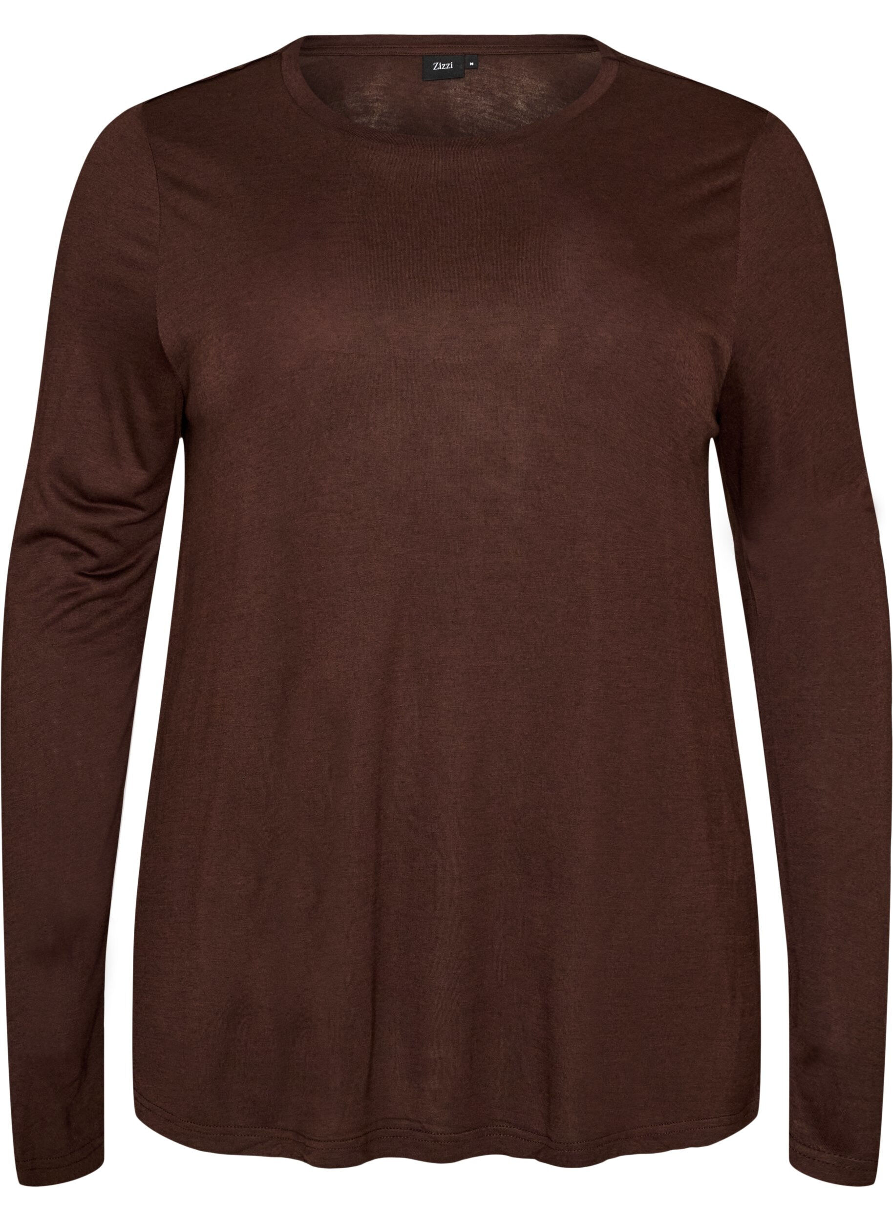 ZizziBlouse met lange mouwen van wol en viscose, Bruin, Packshot image number 0