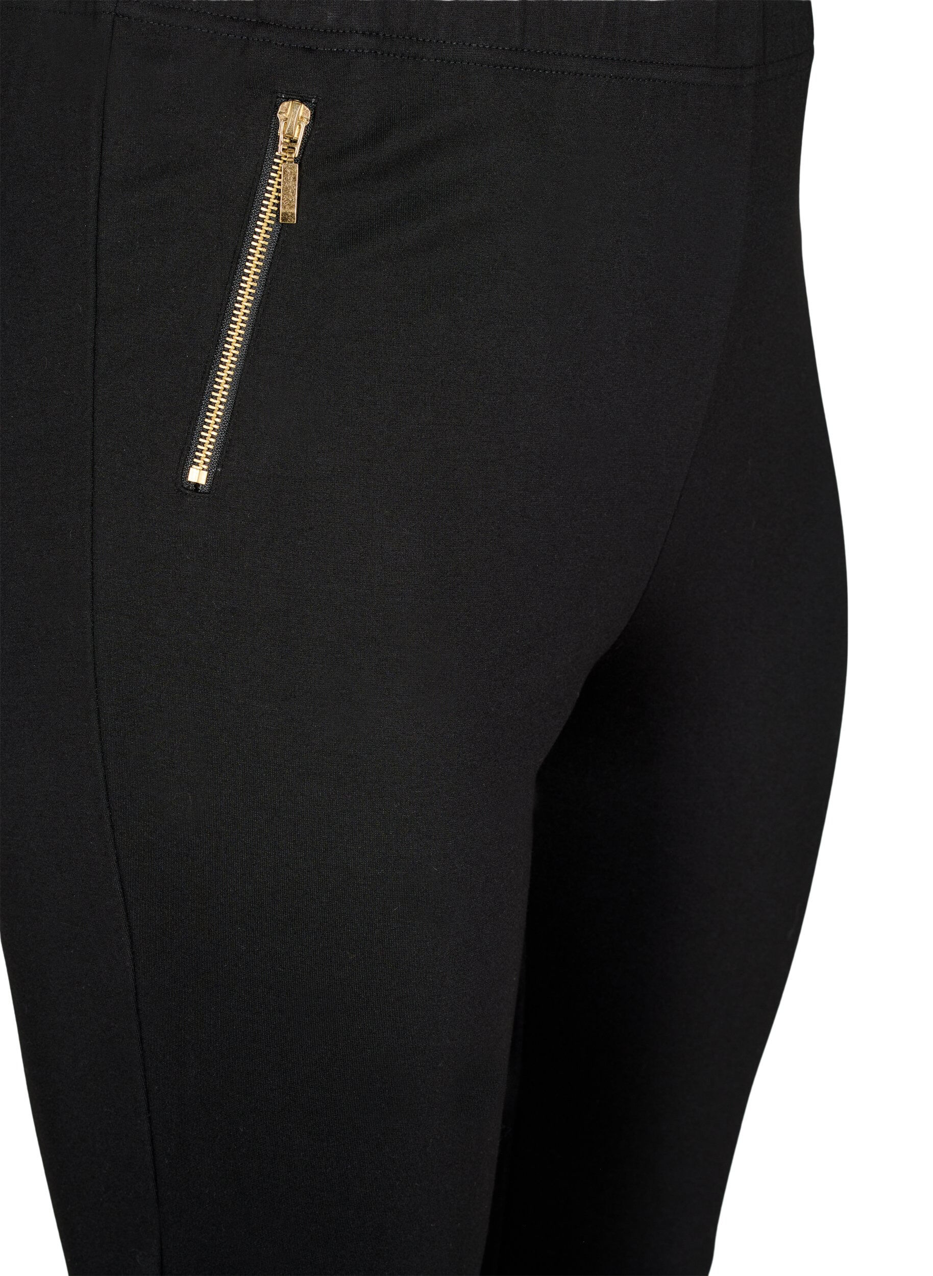 ZizziViscose legging met ritssluiting detail, Zwart, Packshot image number 2