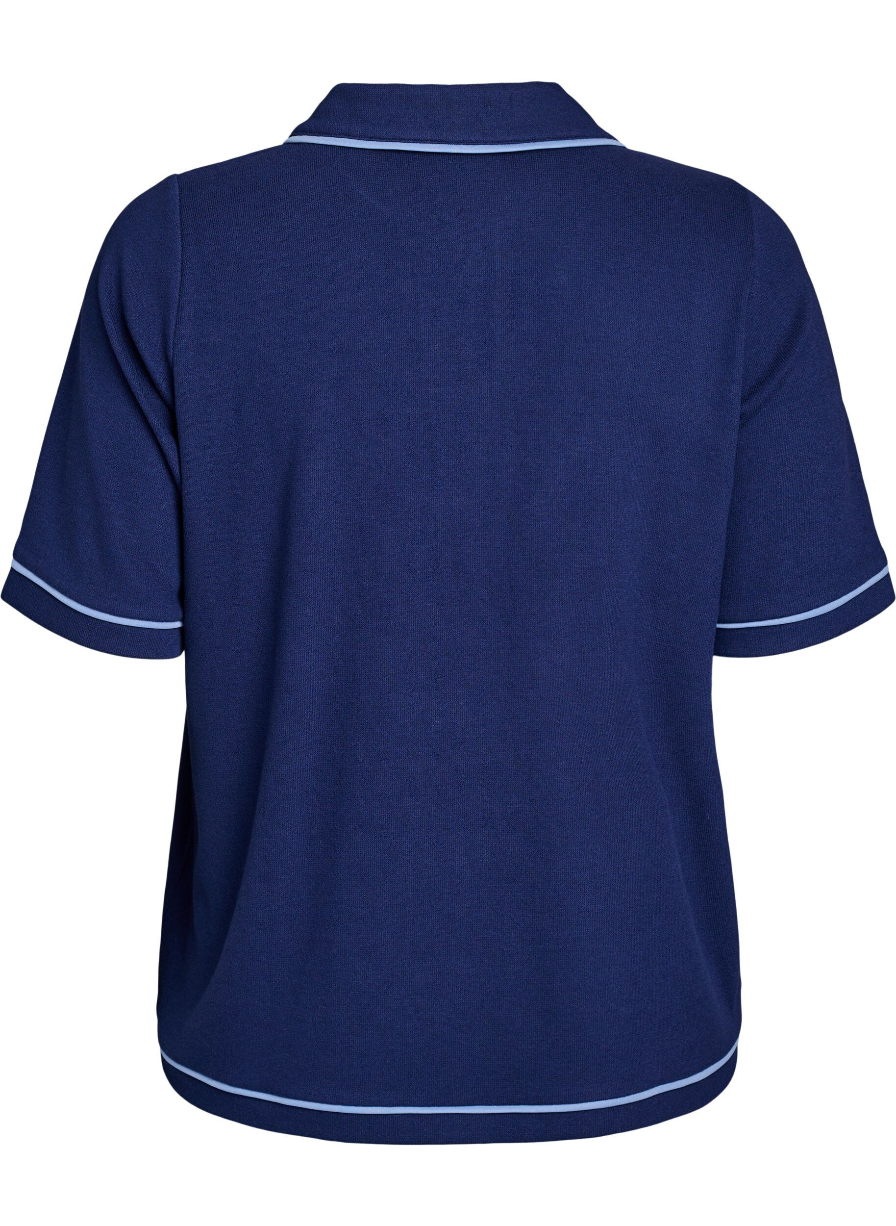 ZizziJersey polo shirt met contrasterende accenten, Blauw, Packshot image number 1