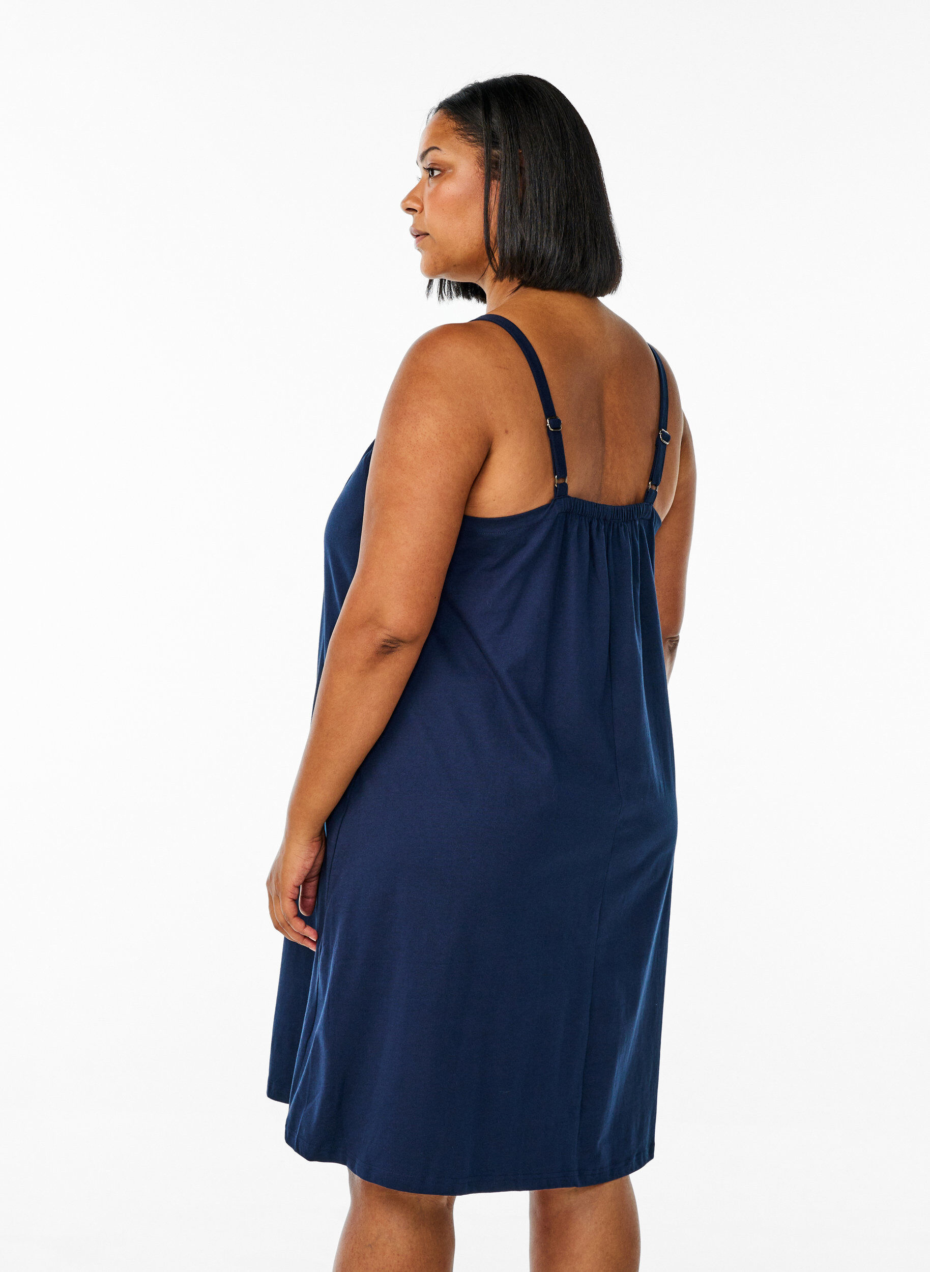ZizziJurk met middelhoge bandjes van biologisch katoen, Blauw, Model image number 2