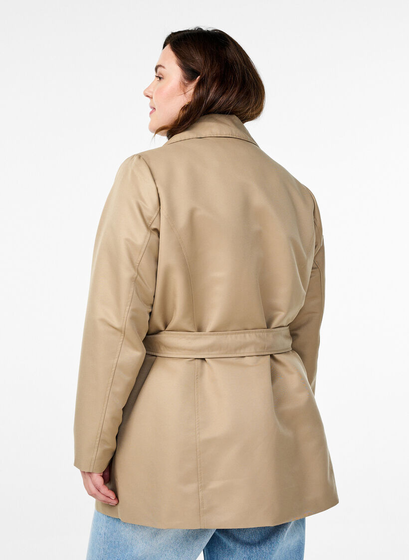 Trench court avec ceinture, Beige, Model image number 2