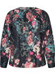 Blouse fleurie &agrave; la texture tiss&eacute;e, Noir, Packshot image number 0