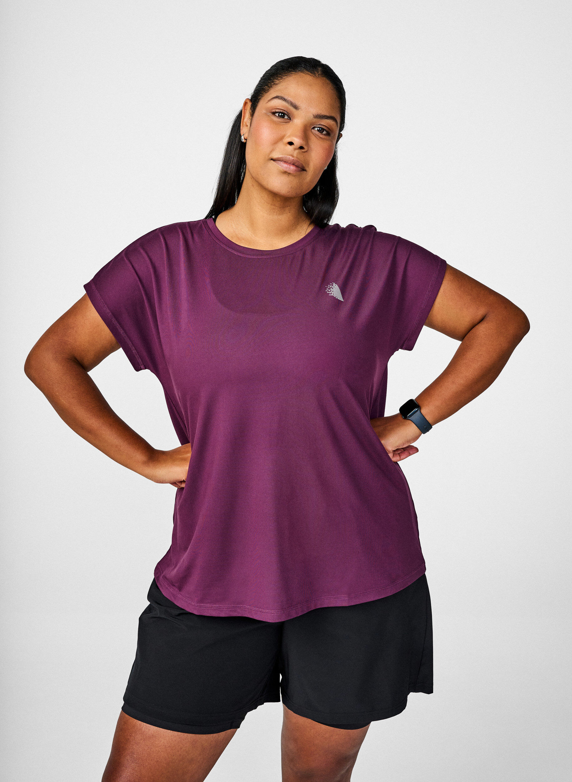 Zizzi T-shirt de sport uni, Violet, Image image number 0