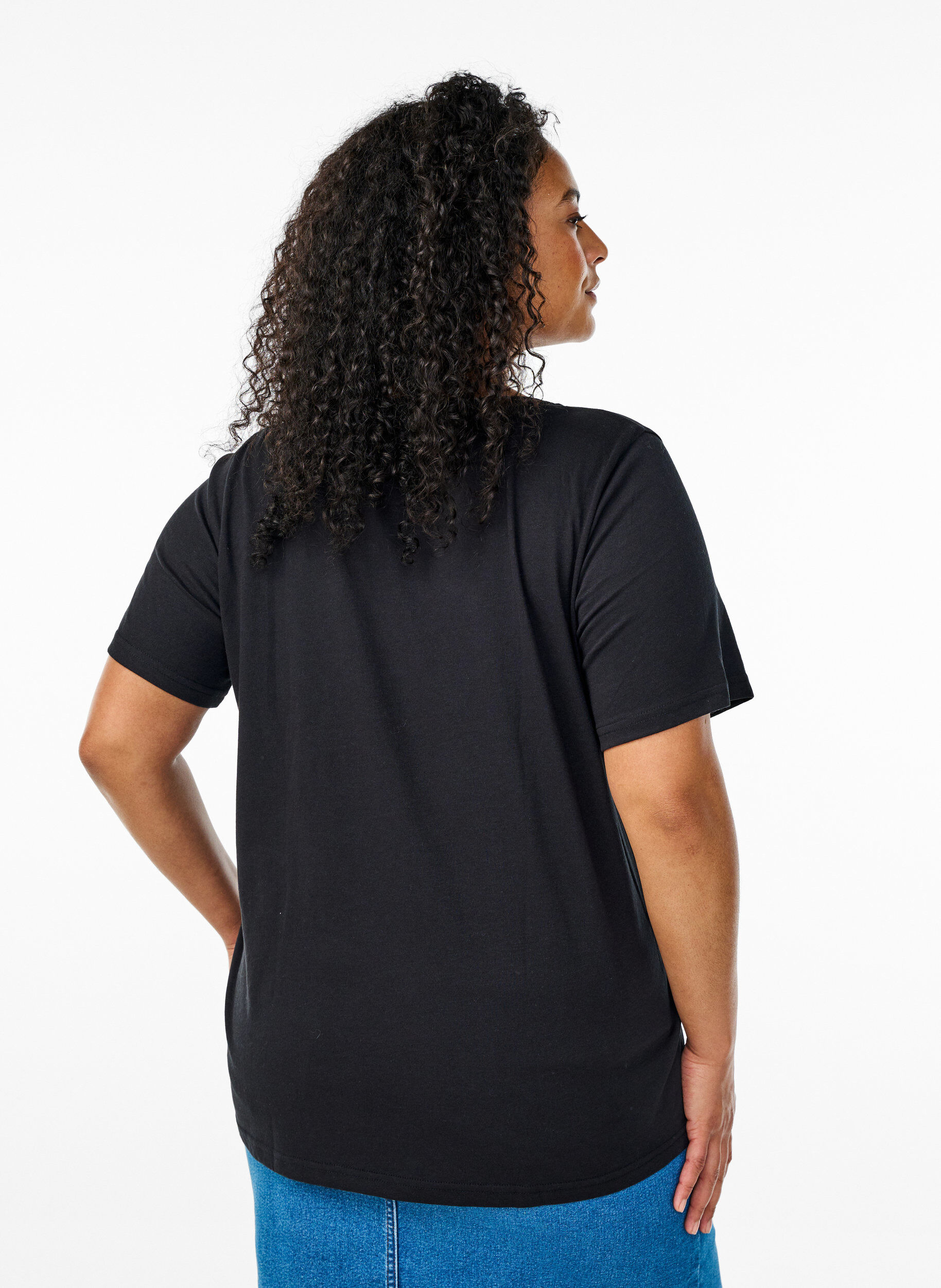 ZizziFLASH - 2-pack T-shirts met V-hals, Black/Black, Model image number 1